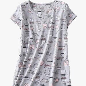 Women's 'I Love Coffee" Cotton Nightdress - Medium